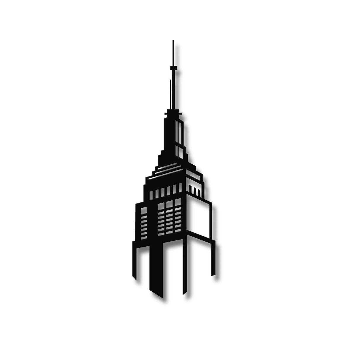 Metalowa sylwetka Empire State Building, wyjątkowa ozdoba na ścianę w stylu loft.