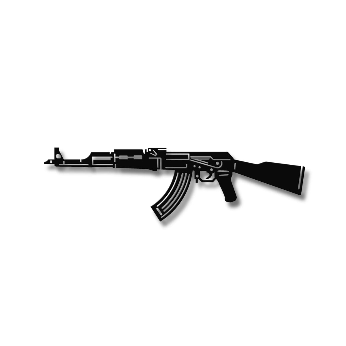 Czarna metalowa dekoracja ścienna 3D karabinka AK-47 Kalasznikow, ozdoba na ścianę.