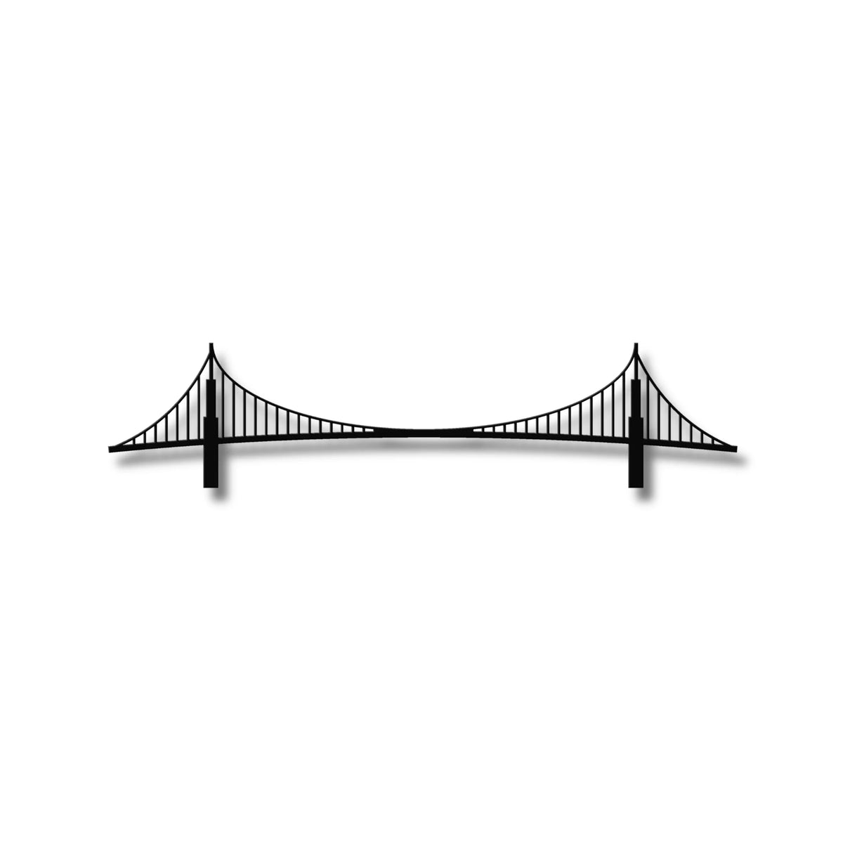 Czarna metalowa sylwetka Mostu Golden Gate San Francisco jako dekoracja ścienna.