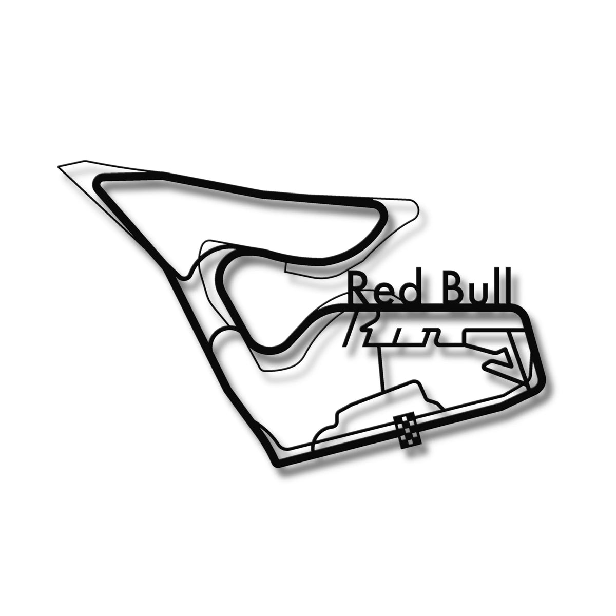 Czarna metalowa sylwetka toru Formuły 1 Red Bull Ring 3D, idealna ozdoba na ścianę.