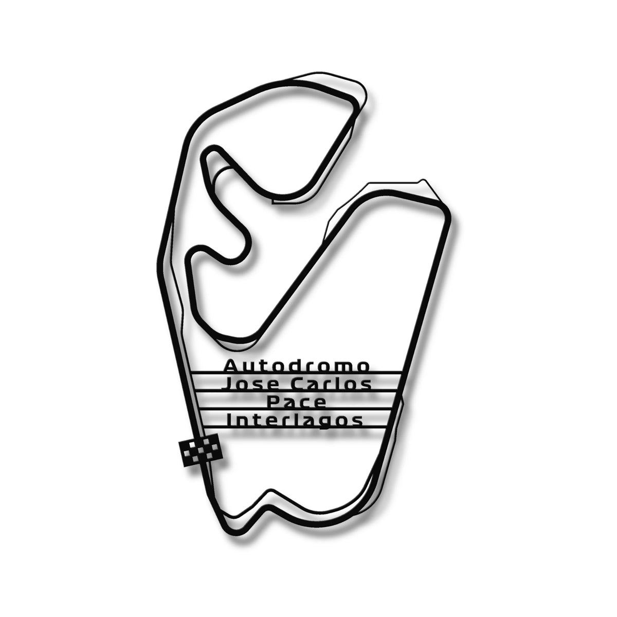 Czarna metalowa sylwetka Autódromo de Interlagos - elegancka ozdoba na ścianę.