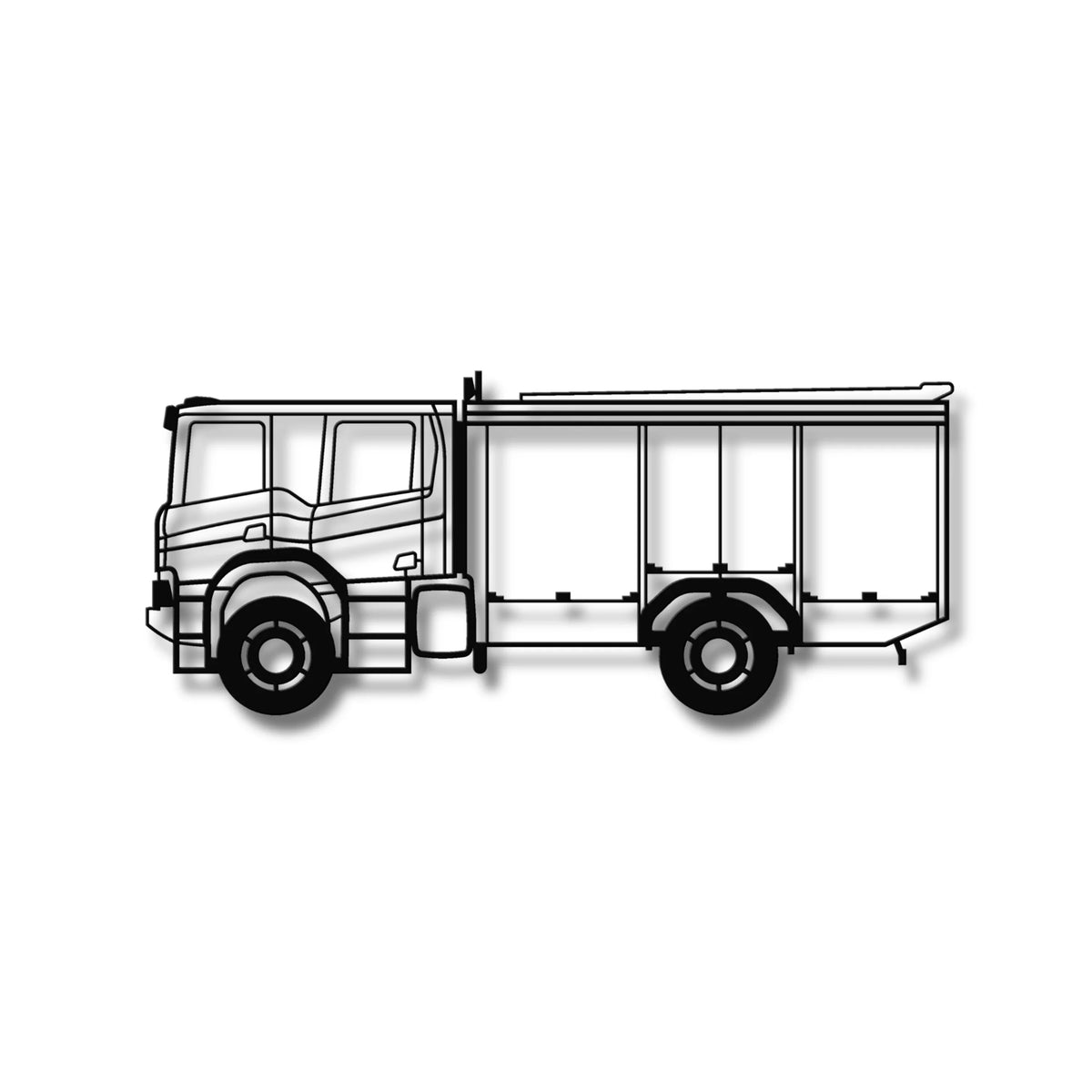 Czarna metalowa dekoracja ścienna 3D Scania P370 XT, idealna ozdoba na ścianę.