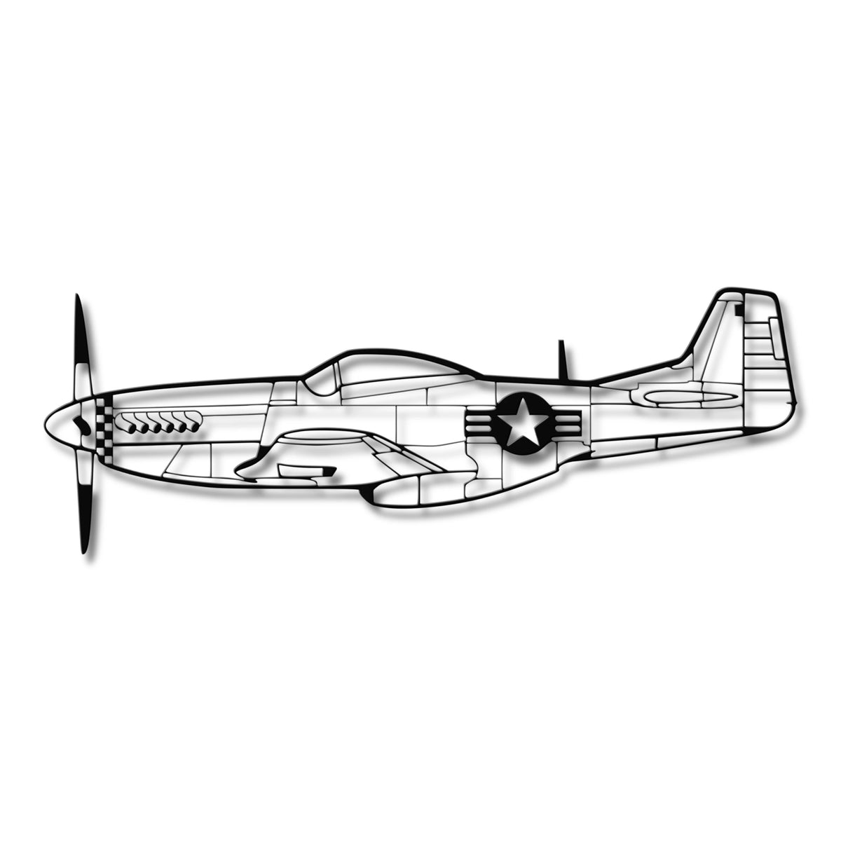 North American P-51 Mustang – Amerykańska legenda II wojny światowej, stalowa sylwetka na ścianę